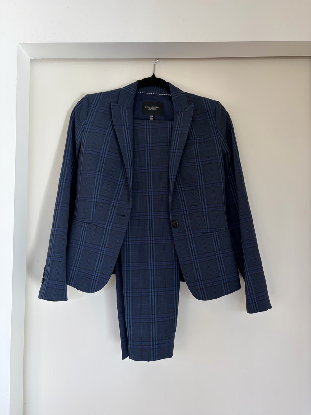 Banana Republic Navy Plaid Two-Piece Suit